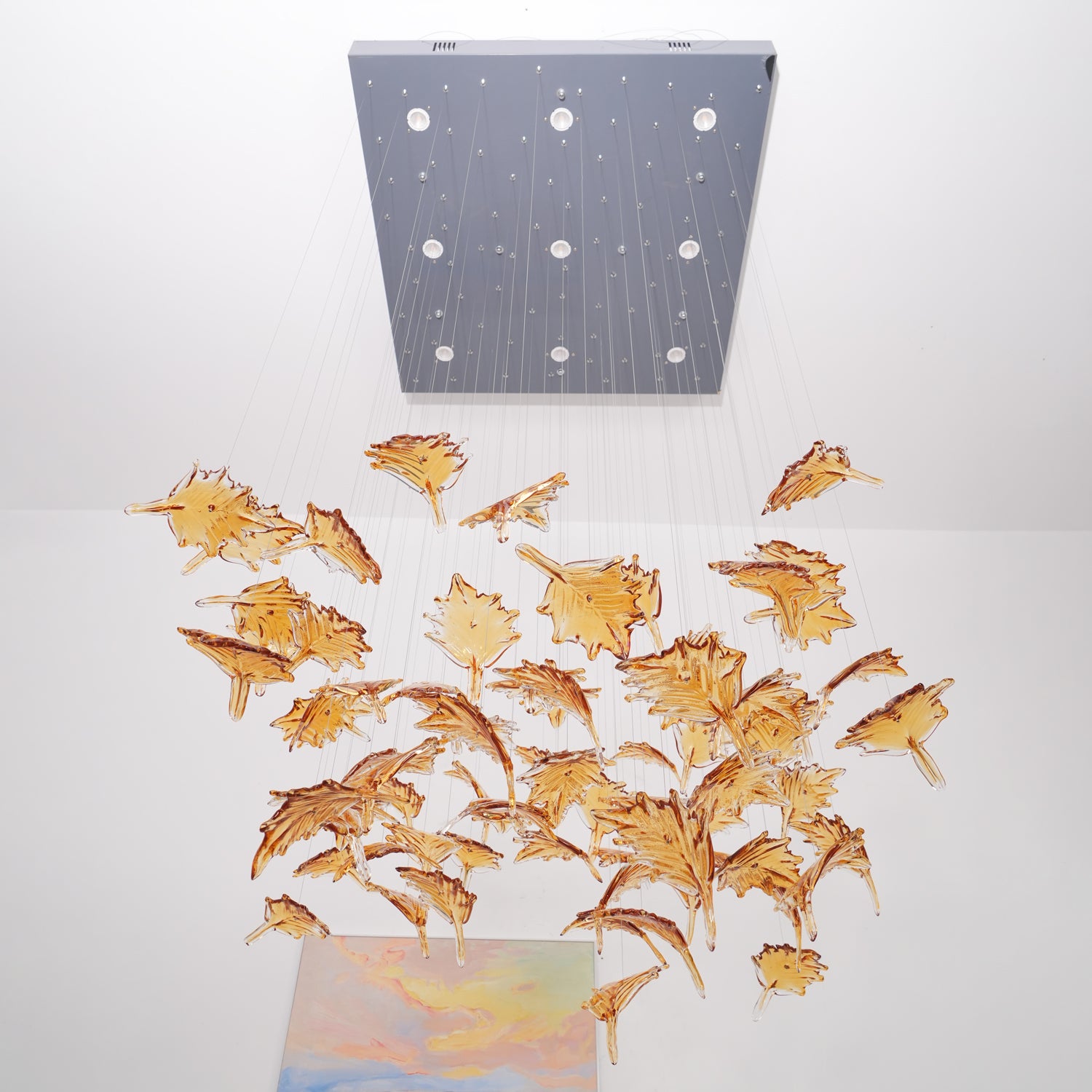 キラキラ Multicolor Crystal Maple Leaf Chandelier