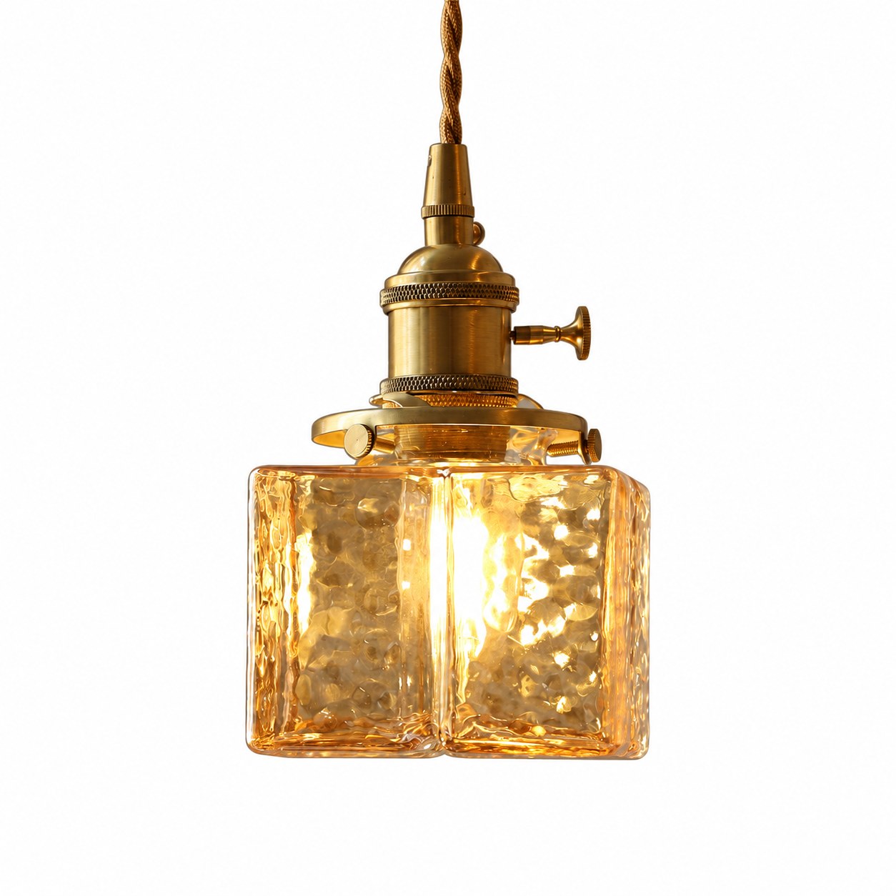 Small Amber Sugar Cube, Includes 4W Tip Bulb