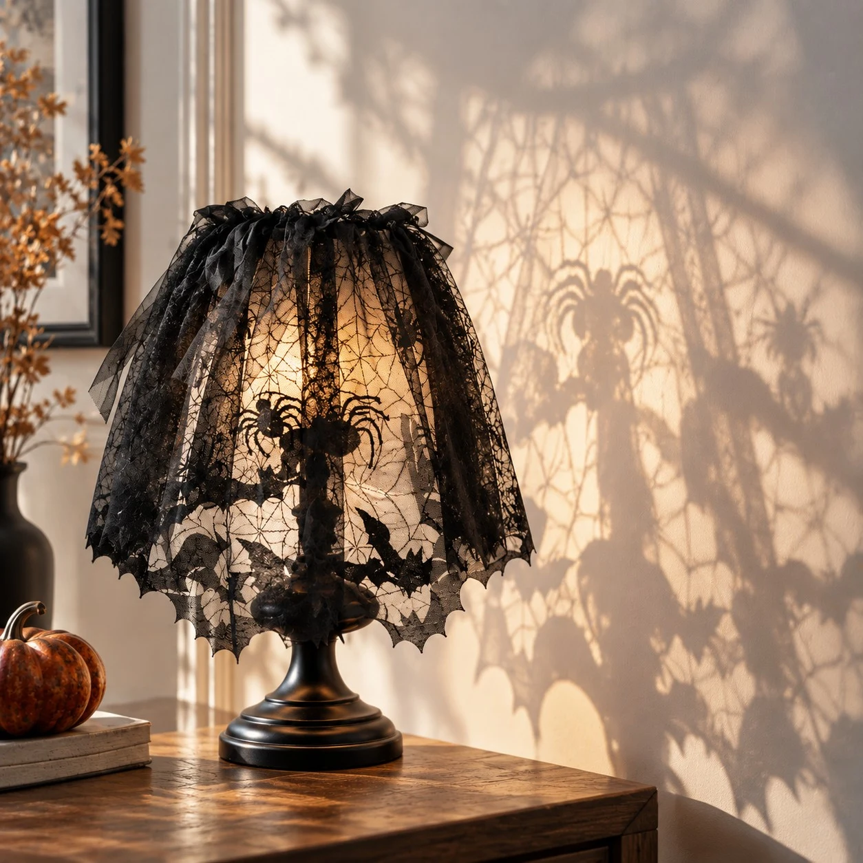 Halloween lampshade cover detail and styling