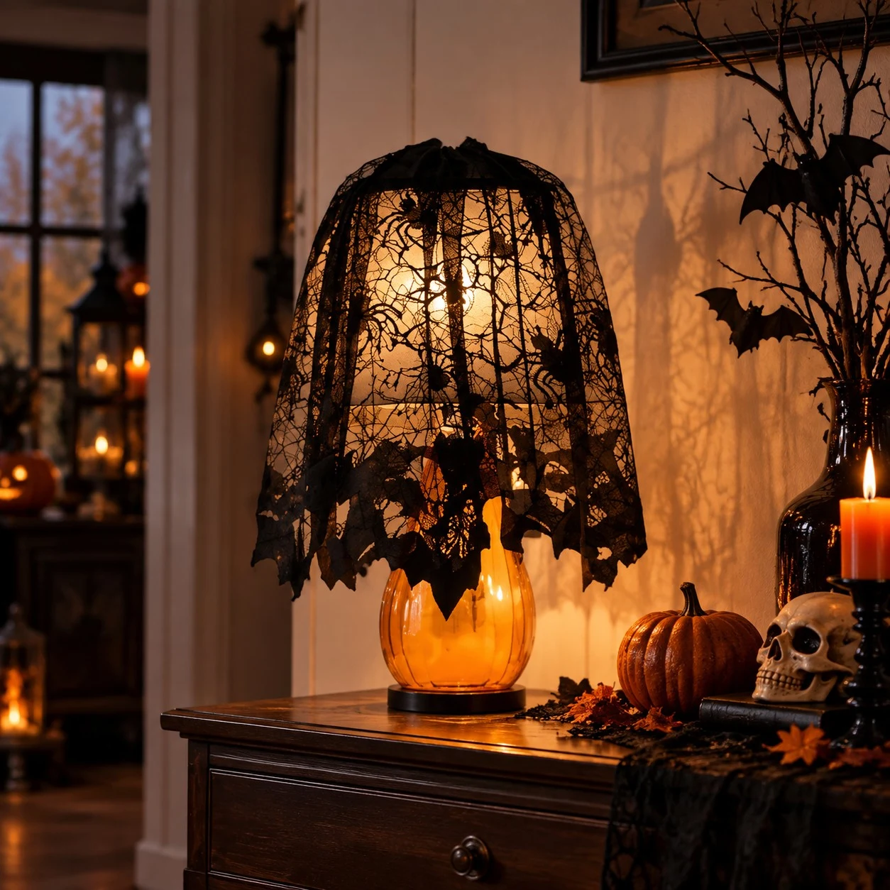 Halloween lampshade cover detail and styling