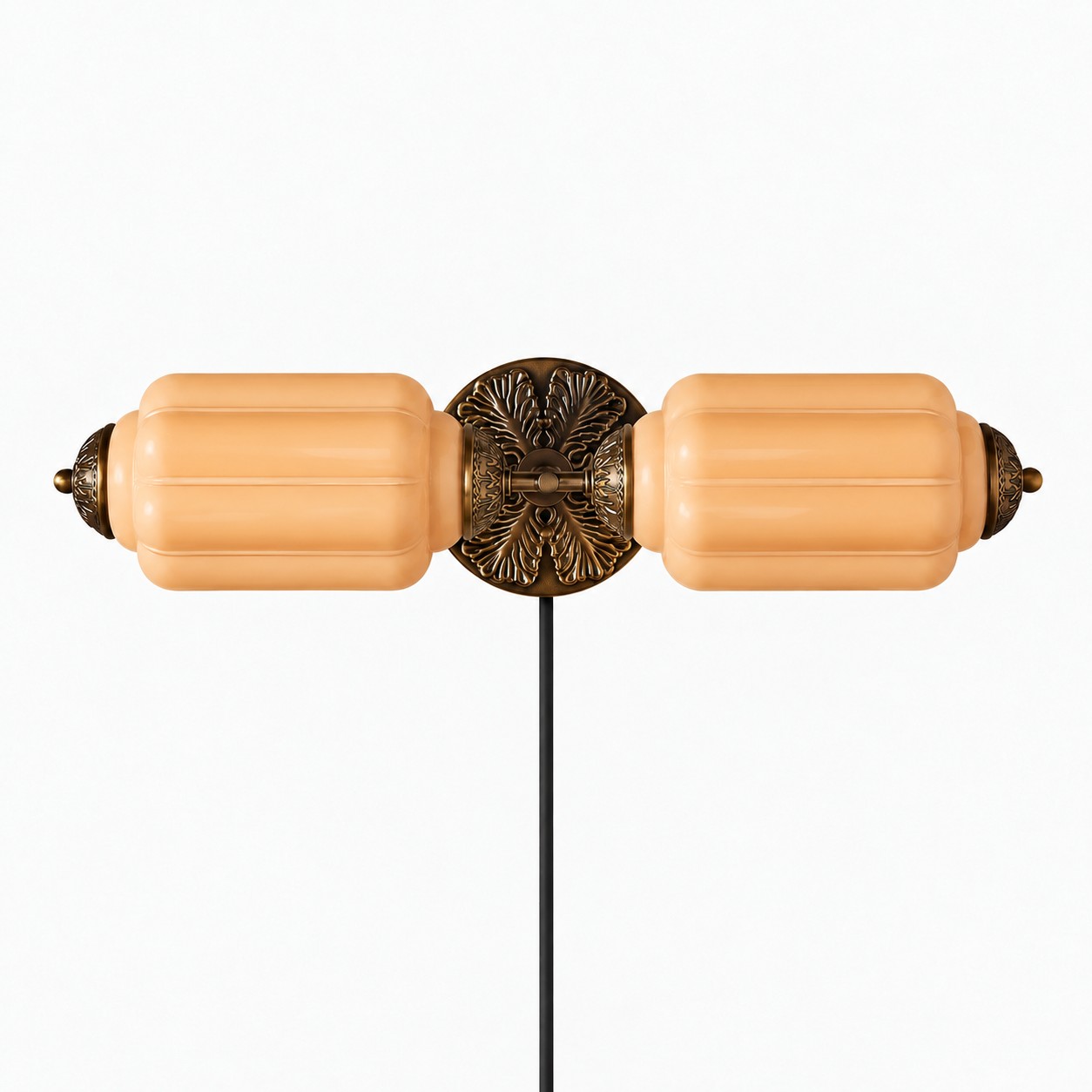Eloise fluted milk-glass plug-in wall sconce
