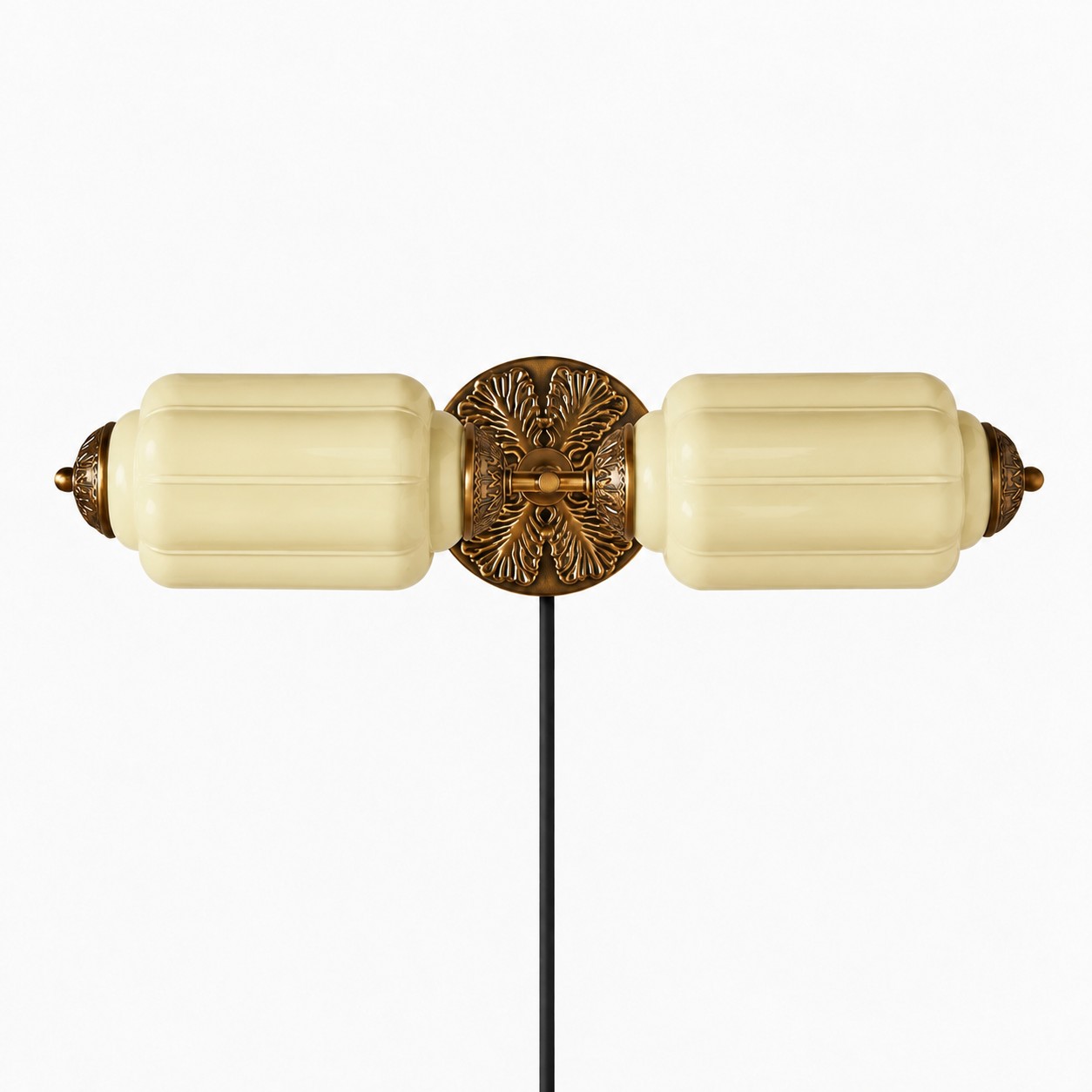 Eloise fluted milk-glass plug-in wall sconce