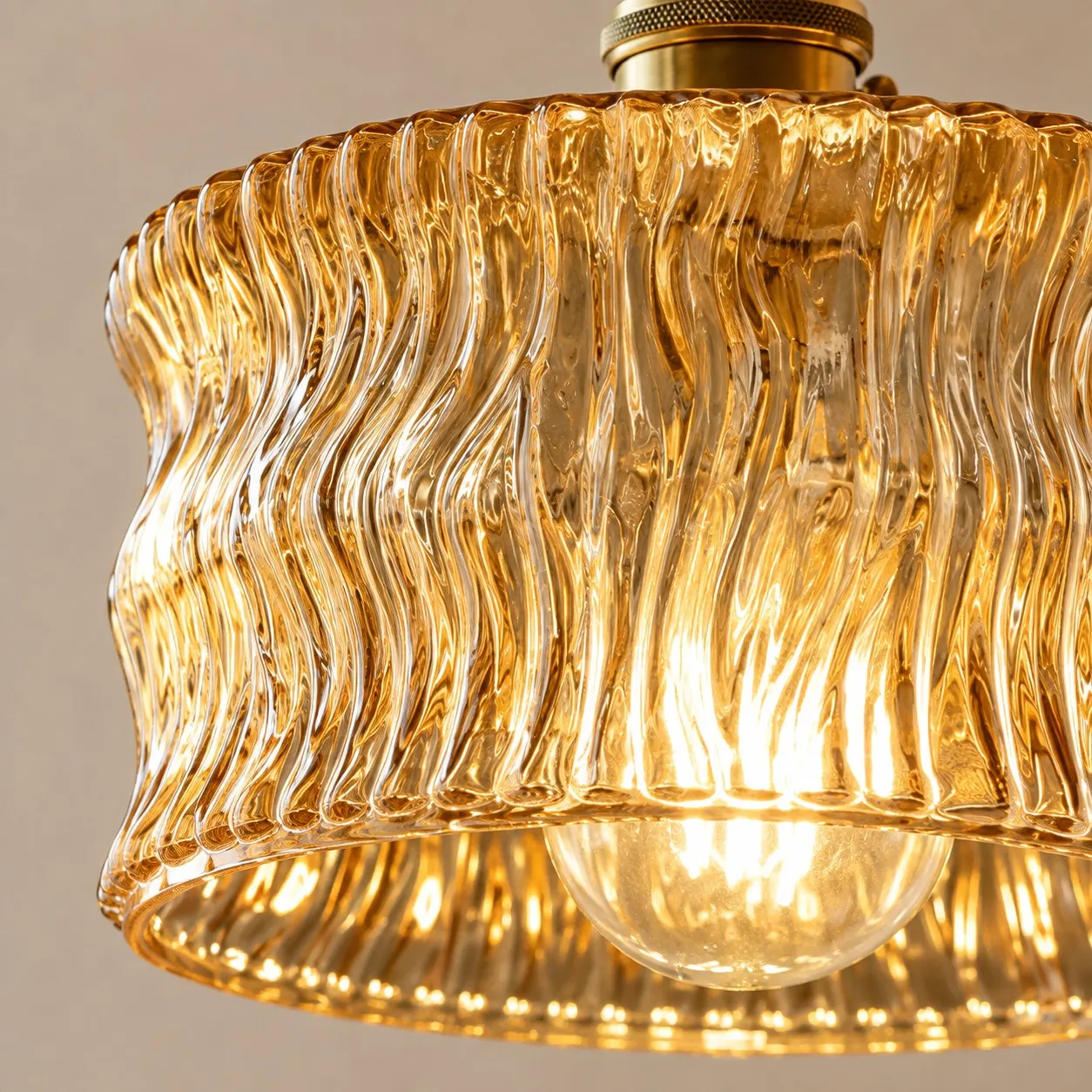 Amber wavy glass shade detail